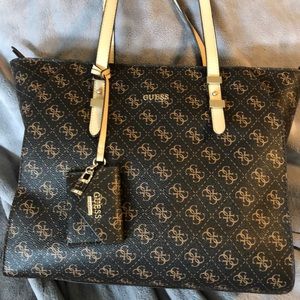 Brown and tan Guess purse
